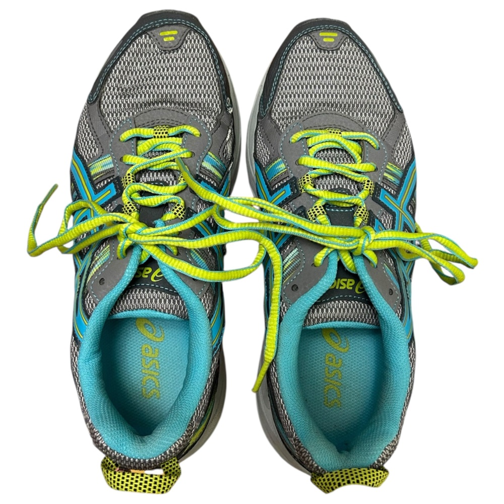 ASICS Gray, Turquoise & Yellow Gel Venture 5 athletic shoes -8